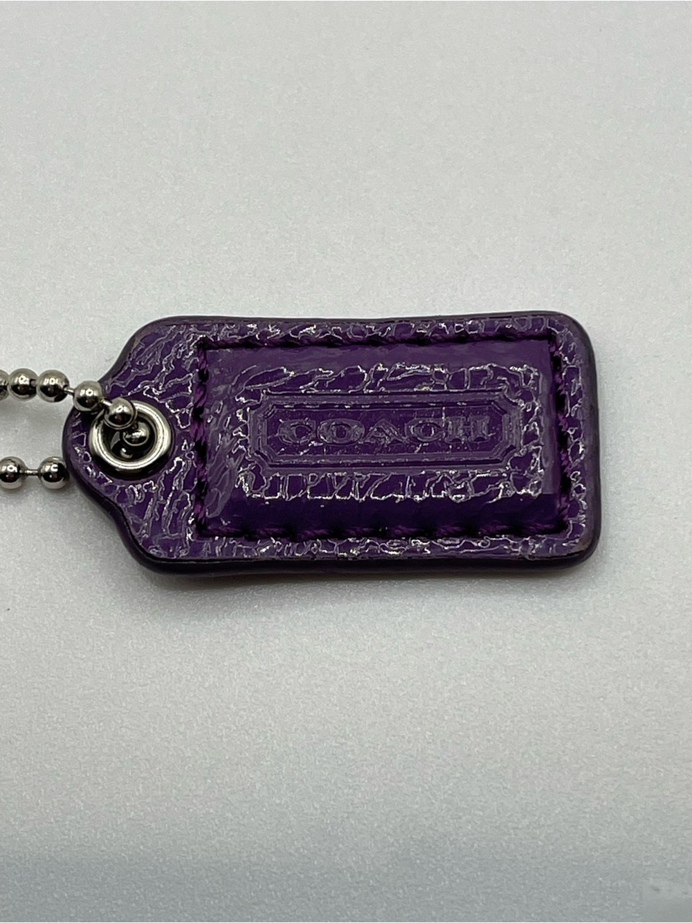 Coach Purple Patent Leather Hang Tag Keychain
